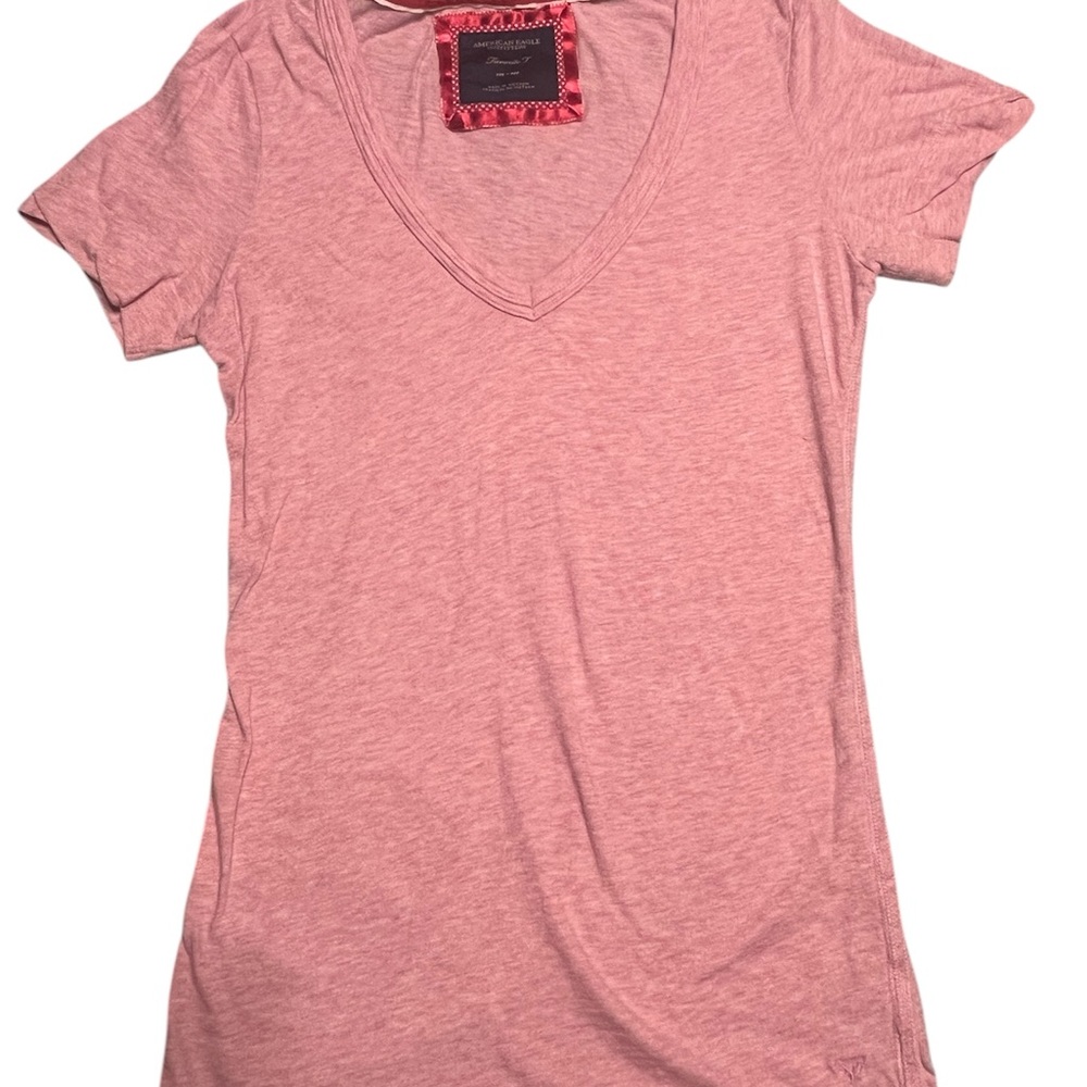 American Eagle Outfitters Pink Fitted Short Sleeve Tee